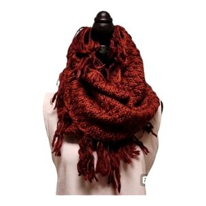 Maroon and dark orangey red infinity scarf